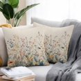 thumbnail image 2 of Waterproof Throw Pillow Covers Set of 2, 24x24 Inch Vintage Botanical Decorative Pillowcases Outdoor Pillow Slip Cushion Covers Set for Couch Tent Spring Floral Summer Botanical Rustic, 2 of 7