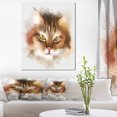 thumbnail image 1 of Bold Brown Cat Watercolor Sketch - Large Animal Canvas Artwork, 1 of 4