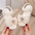 thumbnail image 3 of HGIEYS Toddler Girls Pearl Bear Bow Princess Sandals Open Toe Soft Flat Soled Sandals Summer Fashion Shoes 4-5 Years, 3 of 5