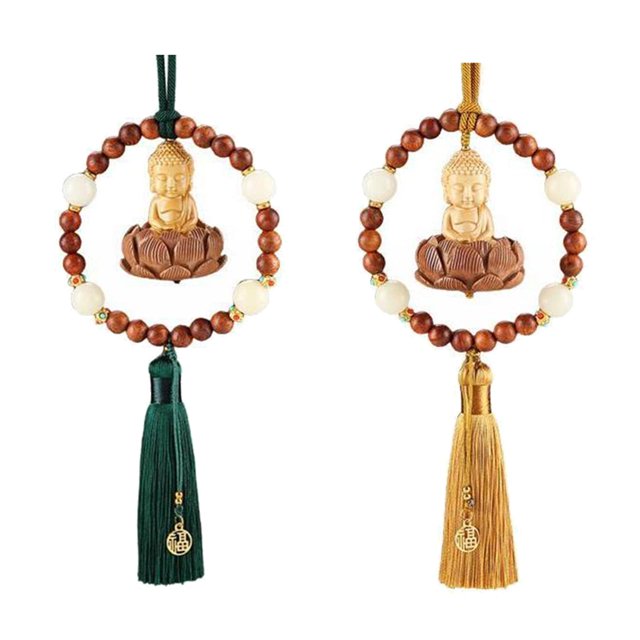 yuksok 2 Car Rear Views Mirror Pendants Green Tassel and Yellow Tassel