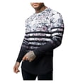 thumbnail image 2 of Pompotops T-shirt à Manches Longues Imprimé Col Rond Style Ethnique Automne pour Hommes en Solde, 2 of 3