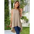 thumbnail image 5 of DARING DIVA Women's High Low Sleeveless Crewneck Asymmetrical Blouse S Khaki, 5 of 8