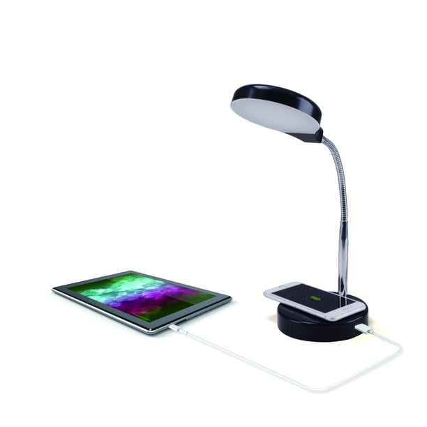 Mainstays Led Desk Lamp With Qi Wireless Charging And Usb Port Black Walmart Com Walmart Com