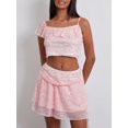 thumbnail image 5 of Women’s 2 Piece Summer Outfits Sleeveless Ruffle Trim Crop Cami Tops + Mini Skirt Set Clubwear, 5 of 10