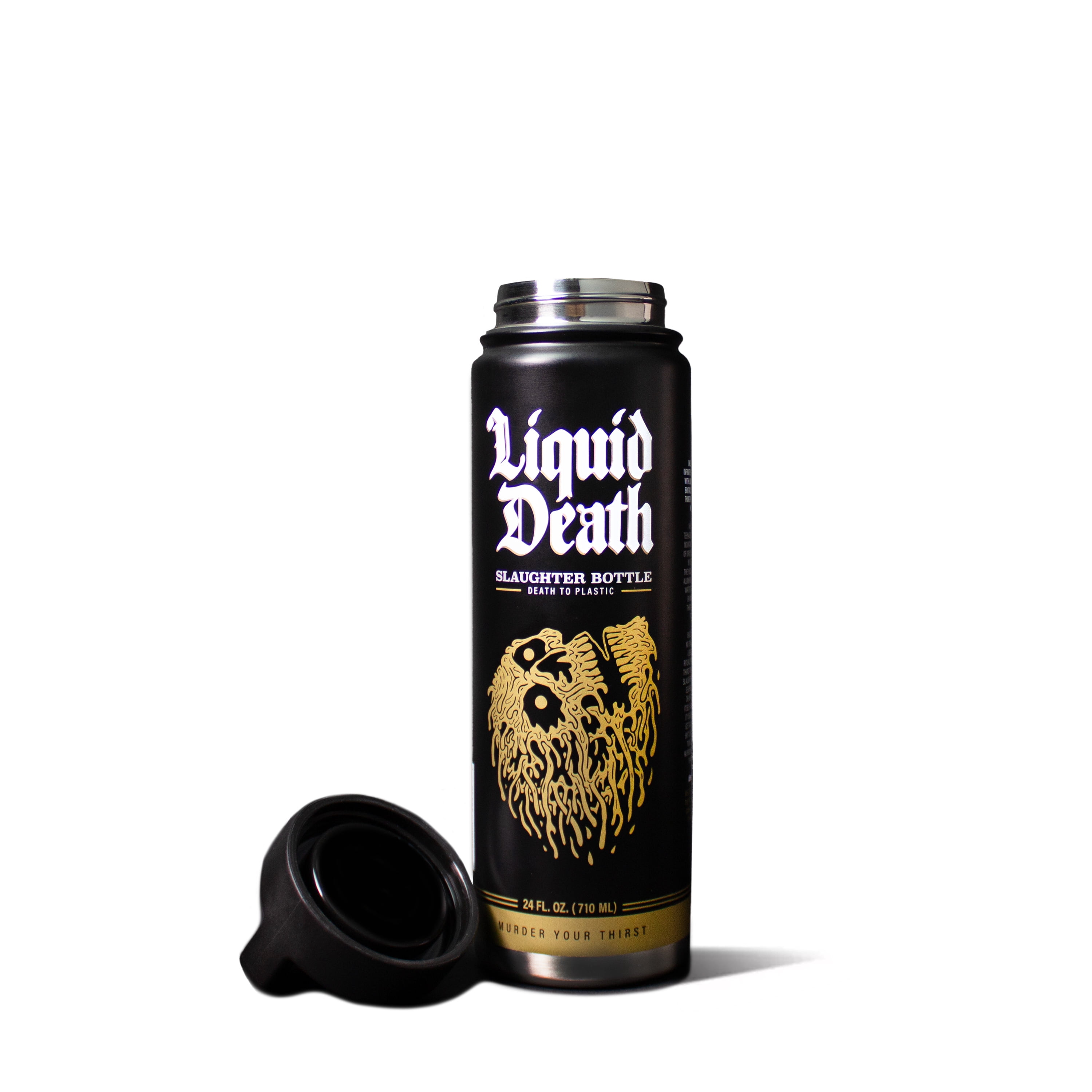 Liquid Death Reusable Slaughter Water Bottle, Black - 24oz