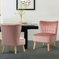 thumbnail image 4 of Gymax 2PCS Accent Chair Armless Leisure Chair Single Sofa w/ Wood Legs Pink, 4 of 10