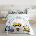 thumbnail image 3 of Feelyou Construction Truck Kids Bedding Comforter Set, Cute Rainbow Twin Comforter Sets, Cartoon Vehicle Theme Reversible Bedding Set, Breathable Home Decor, 2-Piece, 3 of 9