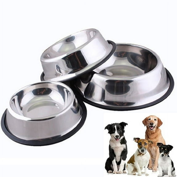 Walbest 2Pack Stainless Steel Dog Bowls with Rubber Bottom, Non Skid Non Spill Pets Feeder Bowls, Pets Feeder Bowl and Water Bowl for Small/Medium/Large Dogs and Cats