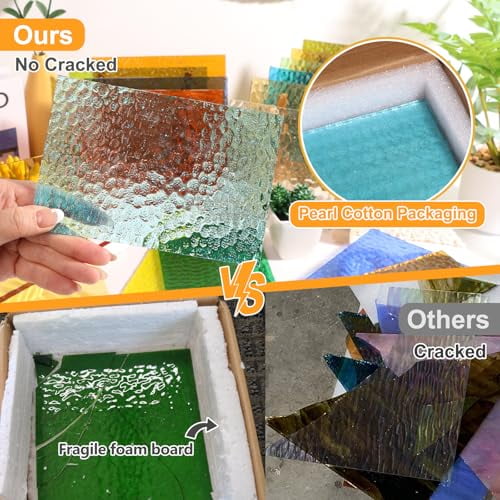 30 Sheets Transparent Stained Glass Sheets 4 x 6in, Stained Glass Supplies for Mosaic Tiles Crafts Cathedral Window Suncatchers & DIY Home Decor$$