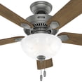 thumbnail image 2 of Restored Hunter Fan 44 inch Matte Silver Indoor Ceiling Fan with Light and Pull Chain for Bedroom, Living Room, Office, Basement, Kitchen (Refurbished), 2 of 9