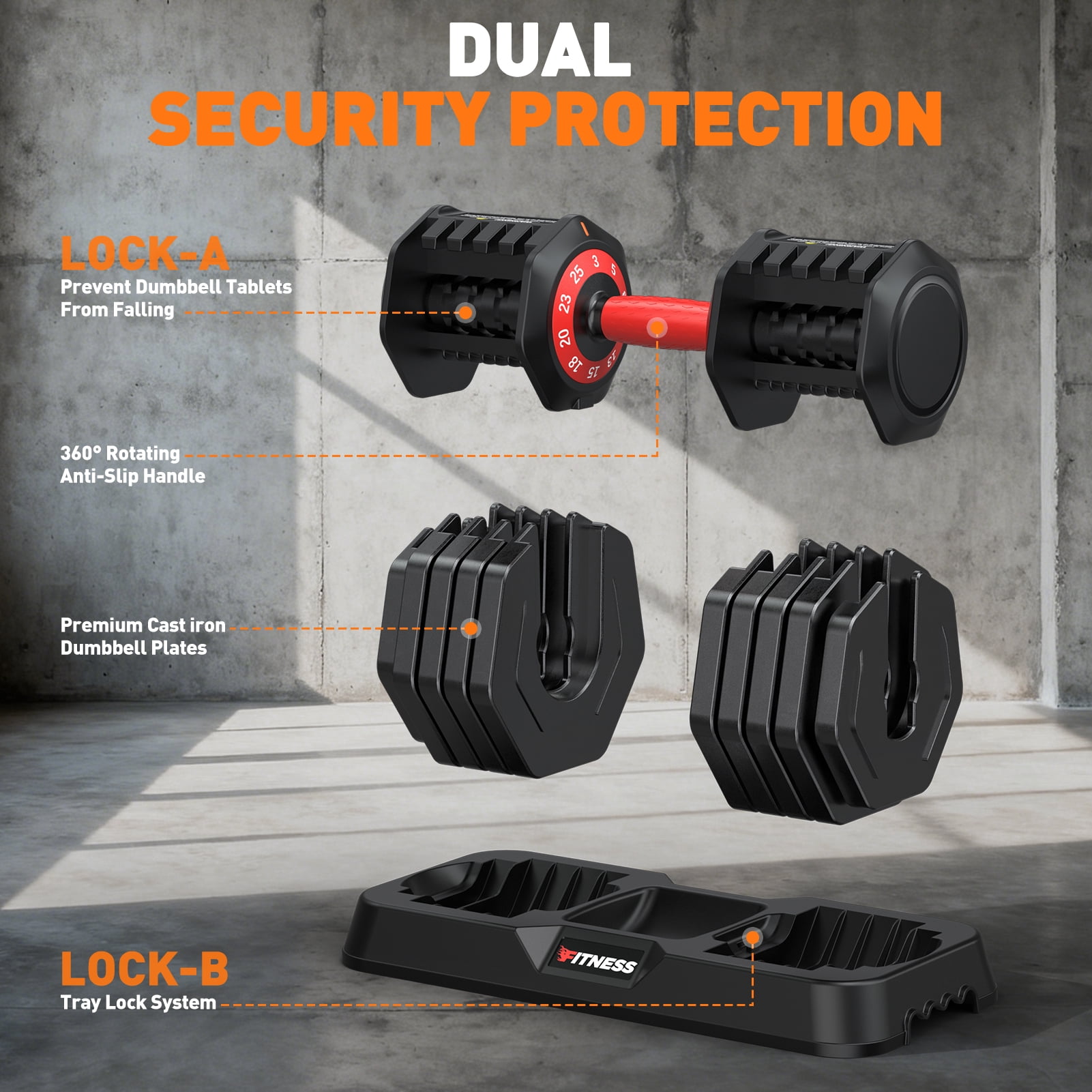 GIKPAL 180LB(90lbs*2) Adjustable Dumbbells Set of 2,10 in 1 Quick