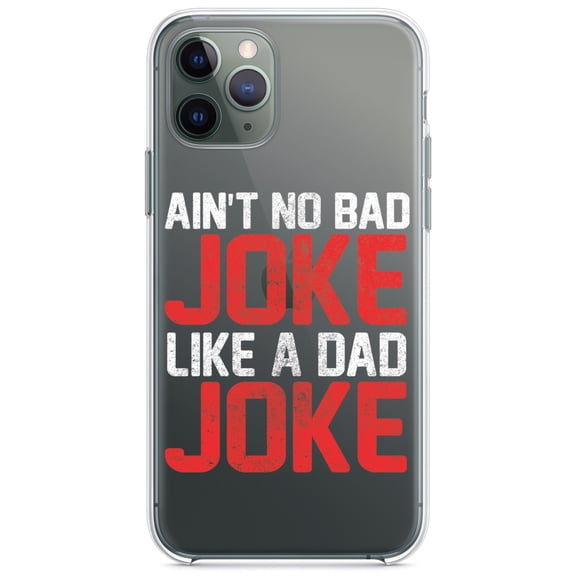 DistinctInk Clear Shockproof Hybrid Case for iPhone 13 PRO (6.1" Screen) - TPU Bumper Acrylic Back Tempered Glass Screen Protector - Ain't No Bad Joke Like a Dad Joke