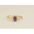 thumbnail image 2 of vylahjewellery Classic 10K Yellow Gold Wedding Ring Purple Oval Cut Moissanite Diamond Cluster Ring Vintage-Inspired Style February Birthstone Engagement Ring for Her, 2 of 6