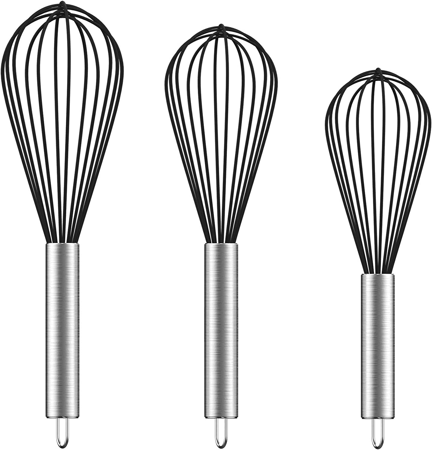 3 Pack Stainless Steel Whisks 8+10+12, Wire Whisk Set Kitchen wisks for  Cooking, Blending, Whisking, Beating, Stirring