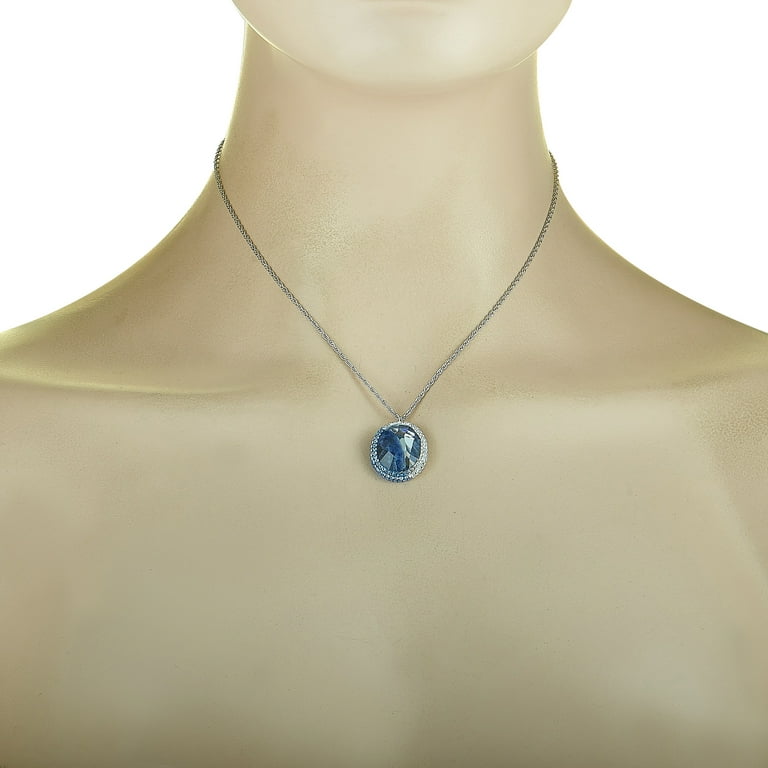ネックレス・ペンダント Swarovski Rhodium-Plated Necklace With Icy Blue Swarovski Rhodium-Plated Stainless Steel Blue and Clear