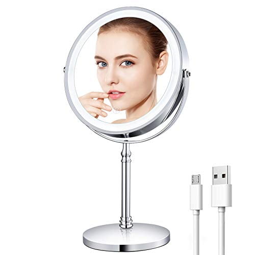 Rechargeable 8 Lighted Makeup Mirror, Battery Light Up Vanity Mirror