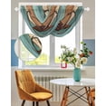 thumbnail image 3 of Texas Star Rustic Waterfall Valances for Windows, Western Teal Brown Ombre Wooden Vintage Sheer Valance Curtains, Rod Pocket Elegant Swag Valances for Living Room Bedroom, 47.2"x38.5", 3 Panel, 3 of 8