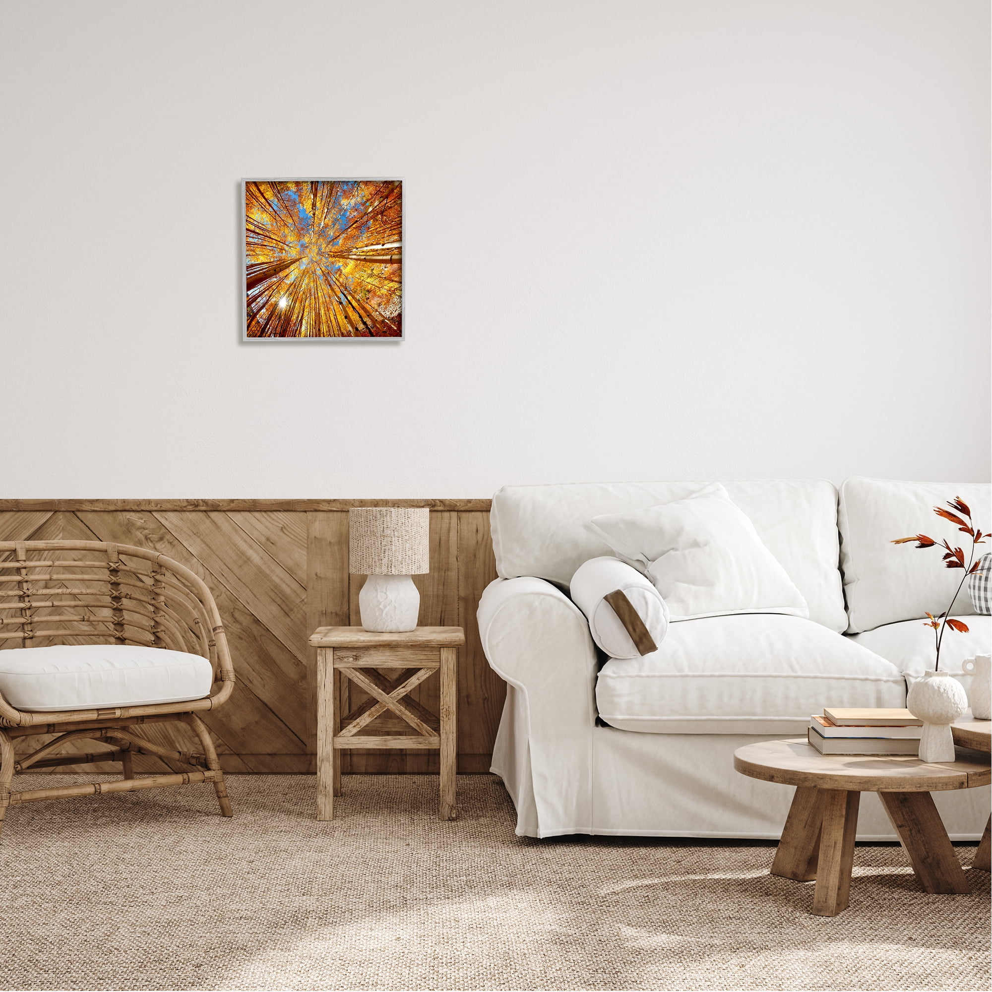 Stupell Industries Colorado Autumn Trees Nature Photography Gray Framed Art Print Wall Art, 17 x 17