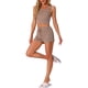 thumbnail image 2 of INSPIRE CHIC Conjunto de Pijama de Dos Piezas para Mujeres, Top de Tirantes de Punto Acanalado con Pantalones Cortos, Talla L, Caqui, 2 of 5