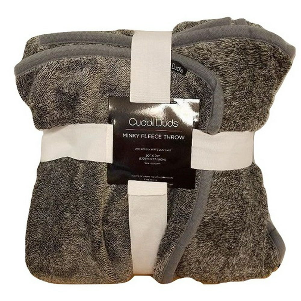 Cuddl Duds Minky Fleece Throw 50"X70" GRAY