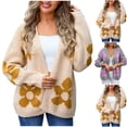 thumbnail image 1 of Sentmoon Cardigan Léger pour Femmes, Coupe Ample, Manches Longues, Chandails d'Automne pour Femmes, Imprimé Floral, Extensible et Flexible, Tenue Décontractée Ample pour Femmes, Hiver, Élégant pour Tenue de Bureau Décontractée, Beige, TG, 1 of 9