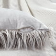thumbnail image 3 of Home Soft Things Mongolian Faux-fur Pillow Covers Luxury Fluffy Throw Pillow Case Decorative Fuzzy Cushion Cover, No Pillow Insert, Set of 2 - Silver Cloud - 14" x 26" LUMBAR, 3 of 5