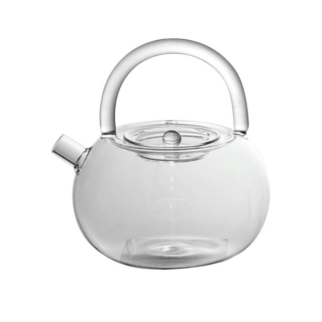 veasfak Glass Tea Pot Heat Resistant Container Elegant Tea Kettle for Loose Leaf Camping A