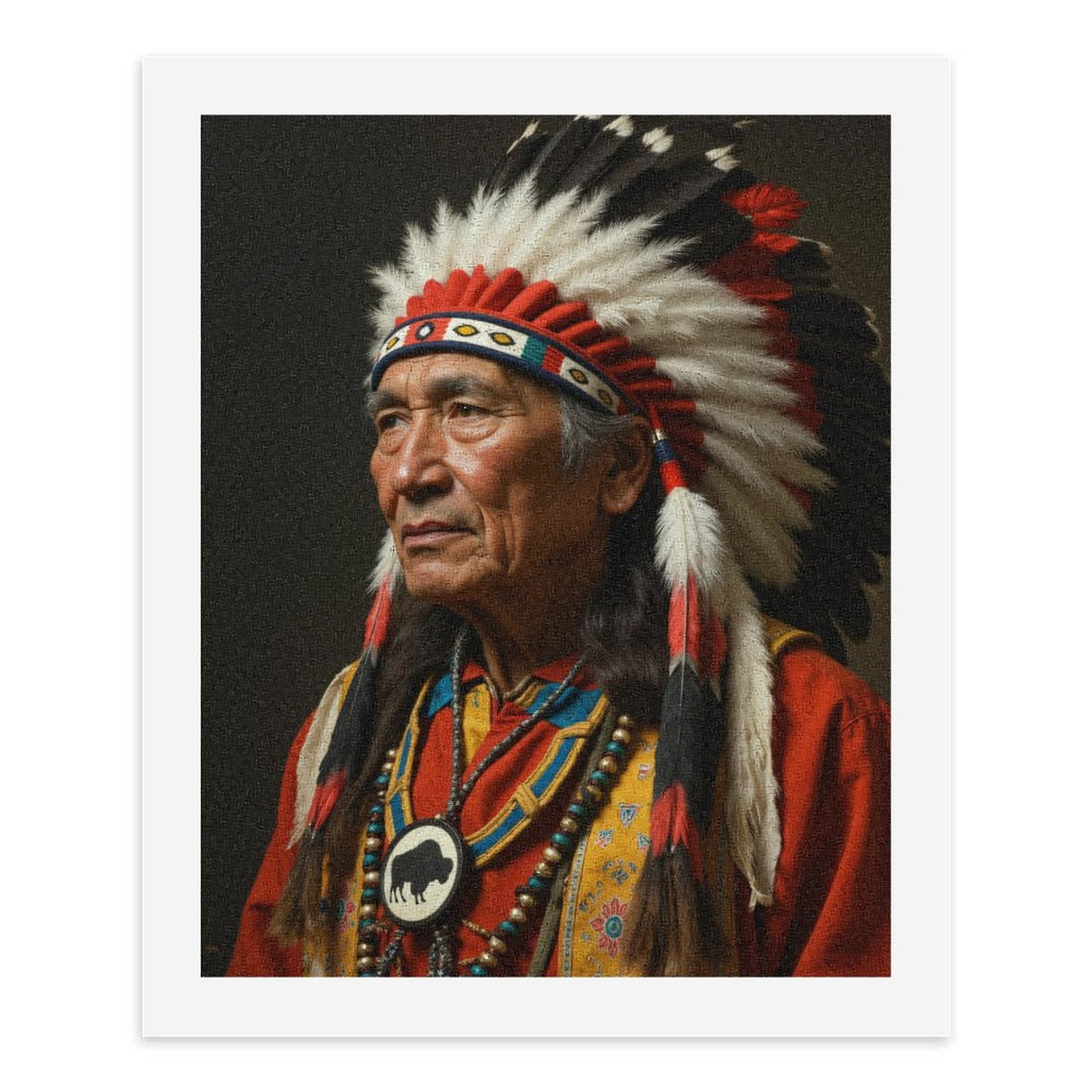 Paint By Numbers Kit for Adults Beginner - DIY Feather Headdress Cultural Portrait Canvas Painting Kits for Adults, Frameless Paint By Number for Adults for Home Wall Decor 16x20 Inch
