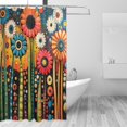thumbnail image 2 of Yayeee Shower Curtain with Hooks 72"x72" Waterproof Fabric Bathroom Hanging Decor, Red Colorful Flowers with Dots, 2 of 5