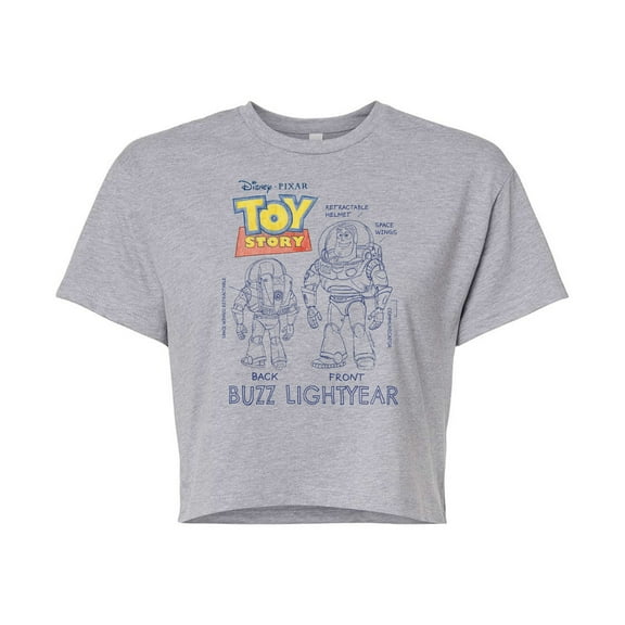 Toy Story 4 - Buzz Sketches - Juniors Cropped Cotton Blend T-Shirt