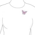 thumbnail image 3 of Bling Jewelry Womens Pink Crystal Filigree Fluttering Statement Butterfly Brooch Pin Silver Plated, 3 of 4