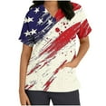 thumbnail image 3 of 4Th of July Scrub Tops,Cadancy 3Xl Summer Nurse Uniforms for Women Plus Size,Mexico Vacation Clothes Sexy Blouses Casual,Blue and White Stripe Shirt V Neck,De Mujer Para Fashion Savings S, 3 of 5