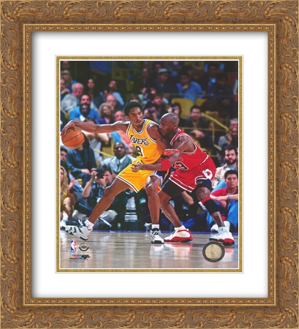Michael Jordan & Kobe Bryant 1998 Action 2x Matted 12x14 Gold Ornate