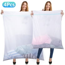 4 Pieces Jumbo Mesh Laundry Bags, 43 x 35 and 24 x 32 Inches Large Mesh Wash Bags Zippered Garment Bag for Washing Machine Garment Dirty Clothes Washer Dryer Net Protector