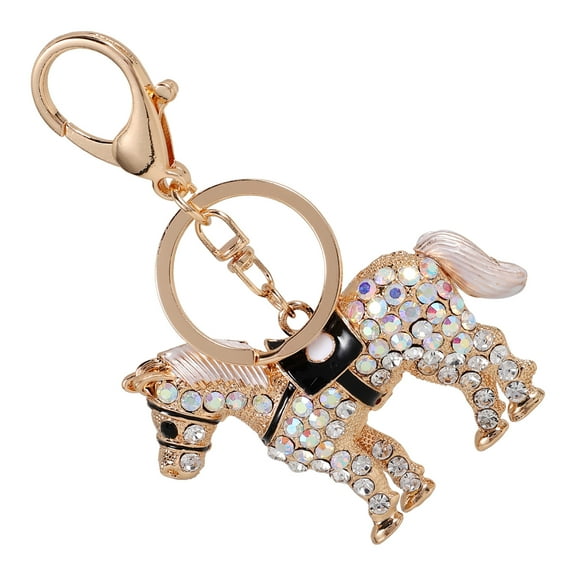 WORGEOUS Rhinestone Key Ring Rhinestone Inlaid Horse Shape Keychain Bag Pendant Decor