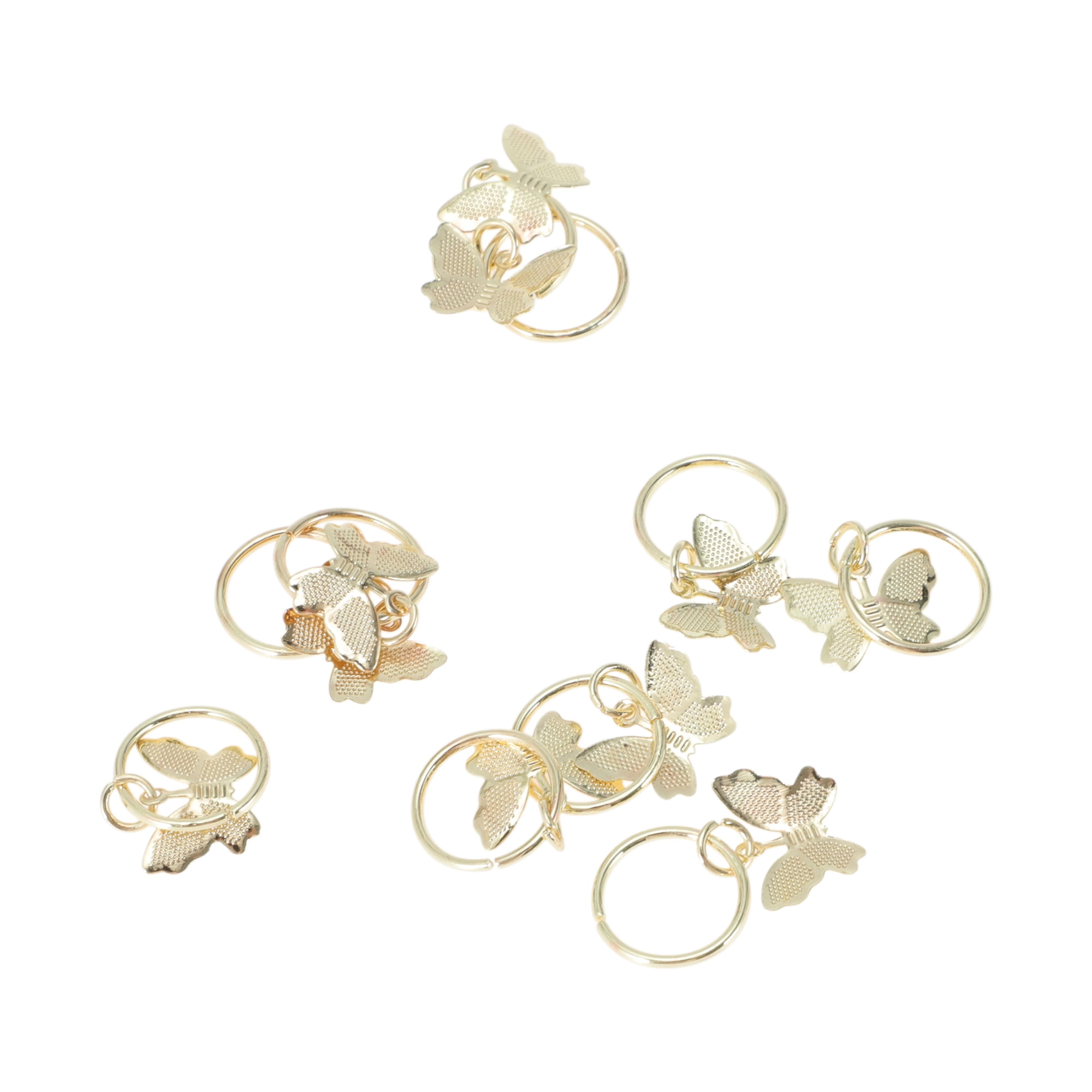 Unique Bargains Wings Hair Ring Pendants 10 Pcs [Metallic Butterfly]