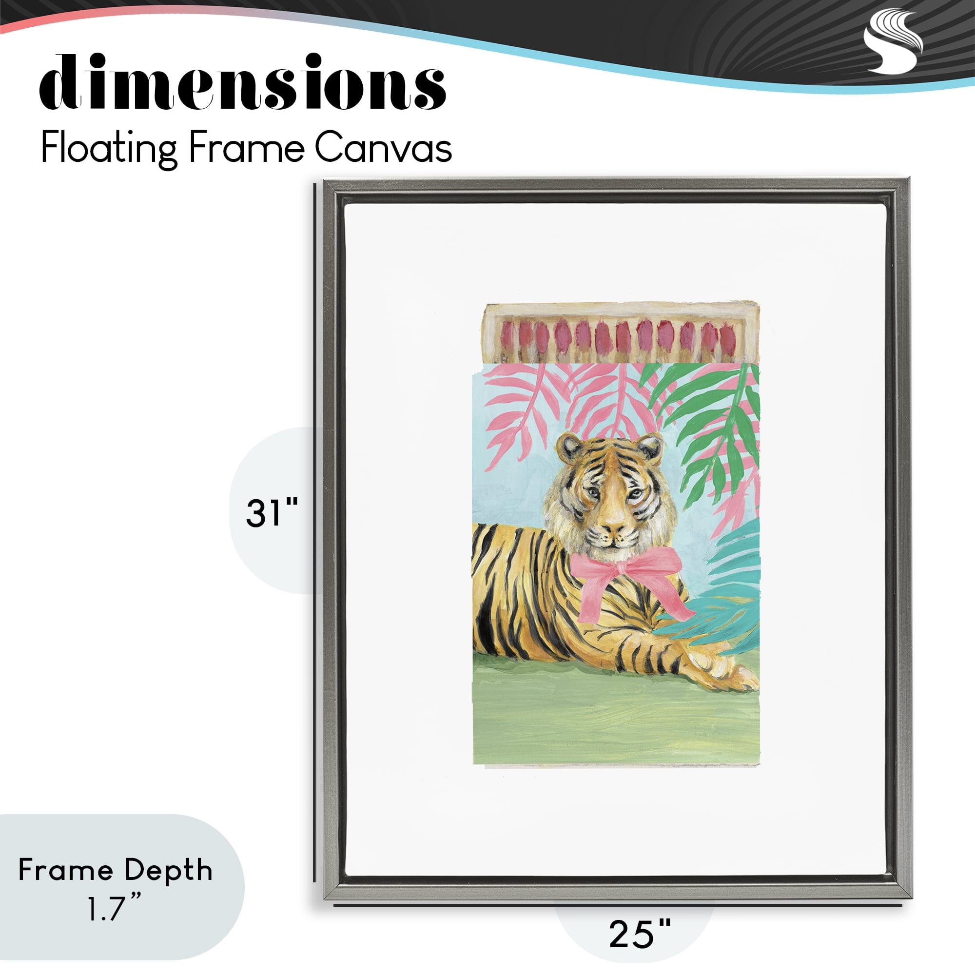 Stupell Industries Tropical Tiger Matchbook Gray Framed Floater Canvas Wall Art, design by Lanie Loreth