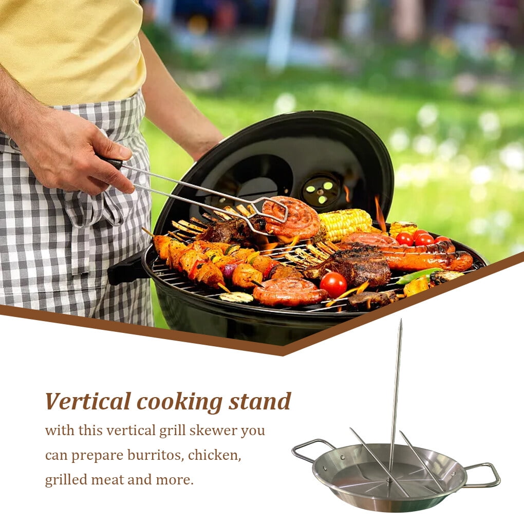 Vertical Skewer Barbecue Skewers Holder Non Stick Roasting Stand Up Barbecue Drip Pan Chicken Roaster Rack Outdoor Garden Camping Walmart