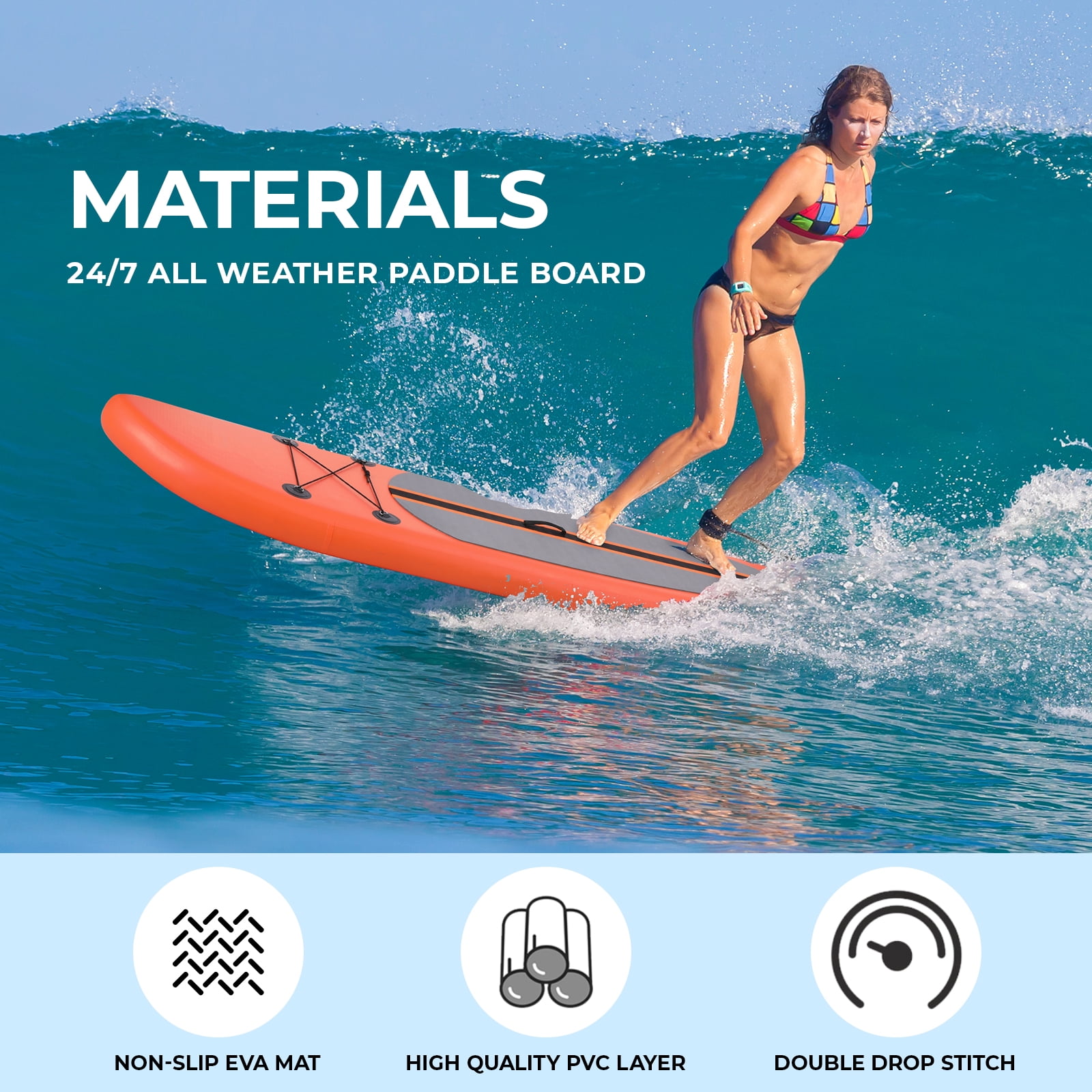 streakboard Inflatable Stand Up Paddle Board SUP, Non-slip Deck with 3 Fins, 10FT Adjustable Paddle, Backpack, Leash