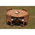 thumbnail image 4 of Grade-A Teak Dining Set: 4 Seater 5 Pc: 60" Round Table And 4 Devon Armless Chairs Outdoor Patio WholesaleTeak #WMDV74, 4 of 4