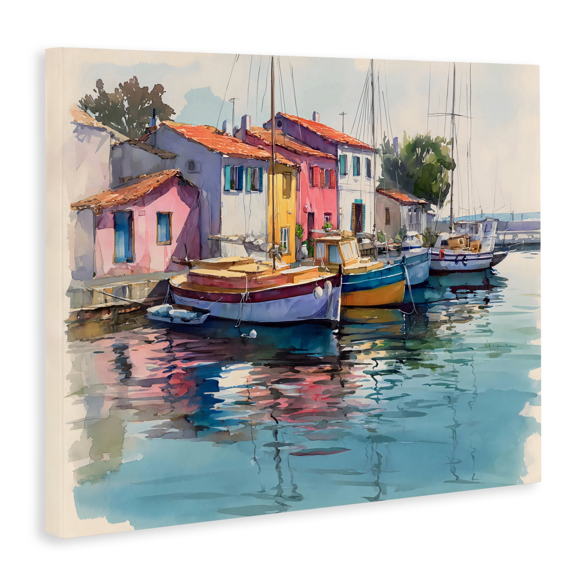 Stupell Industries Colorful Docks Harbor Canvas Wall Art, design by Franklyn Gregory