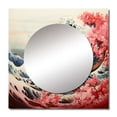 thumbnail image 2 of Designart "Masterpiece Pink Great Wave of Kanagawa II" Nautical & Beach Square Mirror For Wall Decor - Large Pink Square Printed Wall Mirror Art - Wall Mounted Square Large Mirror, 2 of 5
