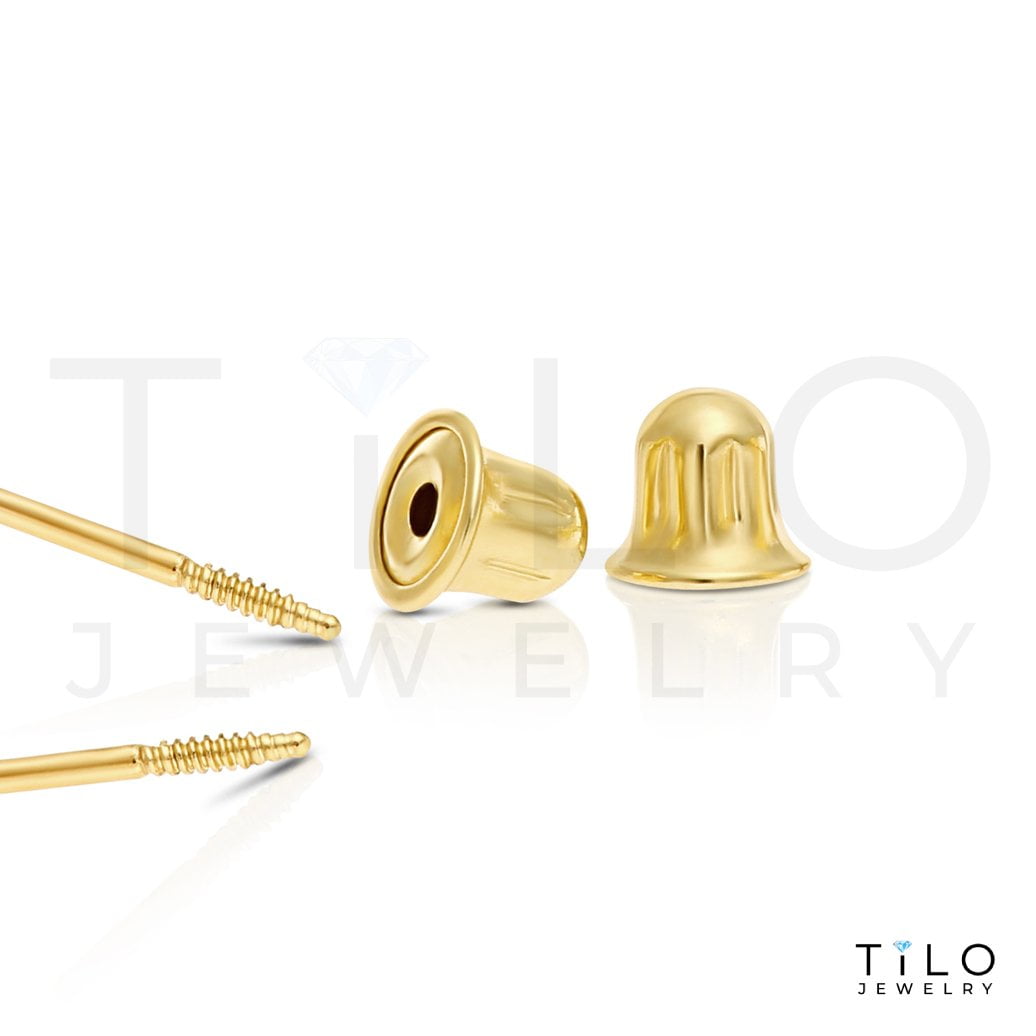 Tilo Jewelry 14k Yellow Gold Polished Ball Stud Earrings with Secure Screw-backs | 3mm | Classic Everyday Earrings | Women, Girls, Men, Unisex