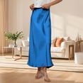 thumbnail image 2 of Women's Satin Skirt Flowy A Line Cocktail Party Wedding High Waist Long Midi Skirts Summer Vacation Outfits, 2 of 5