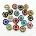 thumbnail image 3 of U8MO 50 Metal Bling Sunflower Crystal Rhinestone Pearl Flatback Buttons 14mm Sewing-Royal Blue +Golden, 3 of 9