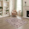 thumbnail image 2 of ODIKA 4'x6' Washable Area Rug Non-Slip, Chair-Friendly, Flatwoven Distressed Scrollwork Border Design Featuring Central Boho Motif for Home Office, Under Desk, 2 of 7