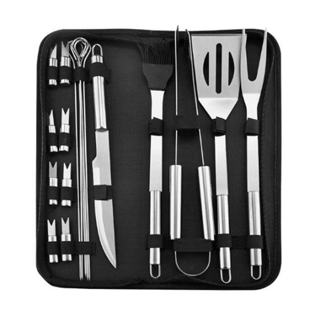Juego de Herramientas para Barbacoa de Alicates de Tenedor Pala de Acero Inoxidable para Parrillas Set de 18 piezas Zulema Pala de barbacoa de acero