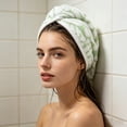 thumbnail image 6 of Striped Fleece Hair Towel Wrap - Water Absorbent Drying Turban Thick Soft Microfiber Hair Wrap Quick Dry Head Cover Button Closure Hair, Ccwuwei, 6 of 6