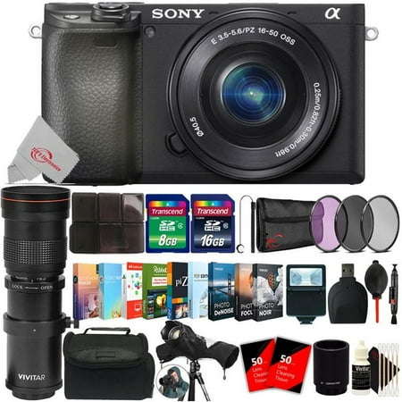 Sony Alpha a6400 Mirrorless Digital Camera + 16-50mm Lens & 420-800mm Lens Accessory Bundle