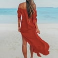 thumbnail image 5 of JINMGG 2026 Summer Dresses under $10.00 Fashion Women Casual Summer Dresses Short Sleeve Off-The-Shoulder Casual Solid Long Dress, 5 of 8